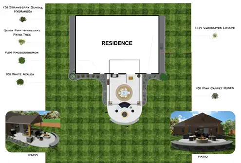 3D and 2D rendering of landscaping service for residential areas in the chatham illinois area